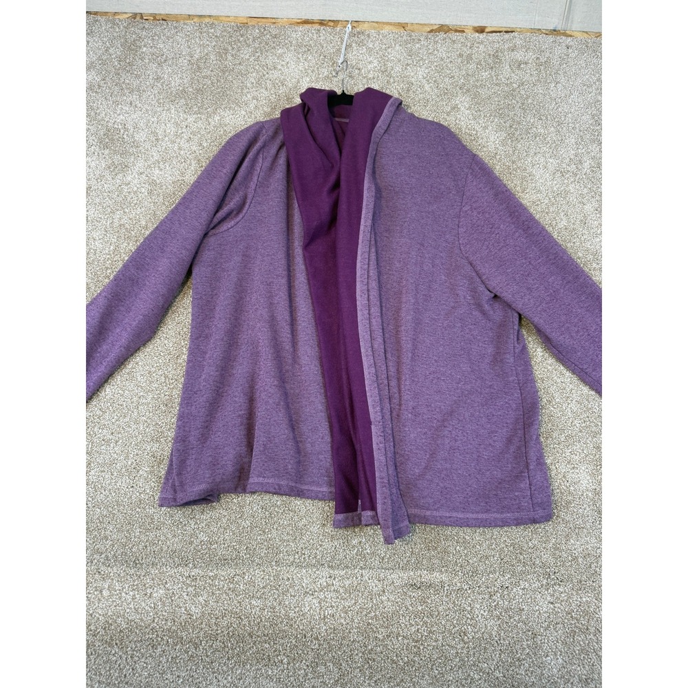 Bobeau Womens 3X Heather Purple Hooded Cardigan Draped Knit Wrap Loungewear Cozy